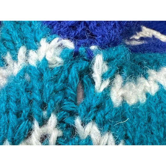 Vintage Ski Sweater, Wool Snowflake Pattern, Knit Nordic Style Pullover, Men's M - Picture 8 of 9